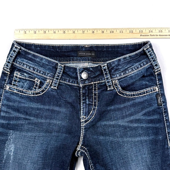 Silver Jeans Co Suki Straight Leg Dark Wash Thick Stitch Denim Jeans W28 L30 - Picture 6 of 9